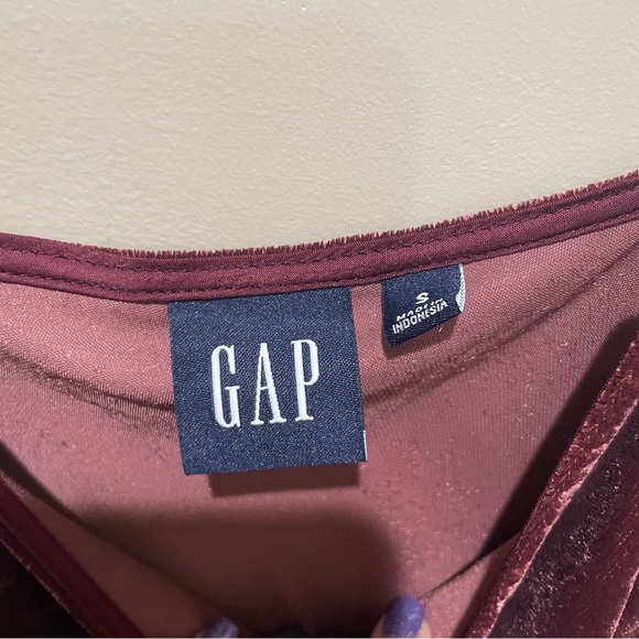 Gap Velvet Midi Cami Slip Dress Noir Red Size Small - Picture 7 of 9